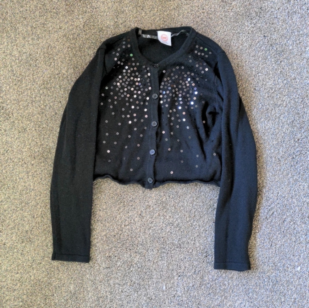 Wonder Nation cardigan. Black with sequins. Size S (6/6x).